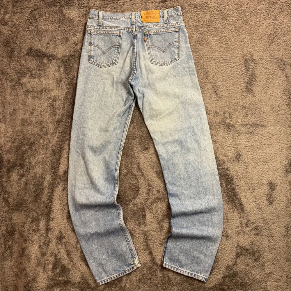 90s Levis 505 Orange Tab Vintage Jeans Mens 34x36 Light Wash Straight Leg Denim